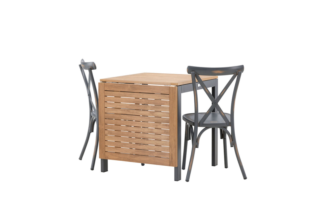 Venture Home Diego Cafetable Aluminium - Black / Brown Aintwood - Rectangular 70*70/130* +Tablas Diningchair Aluminium - Black / _2