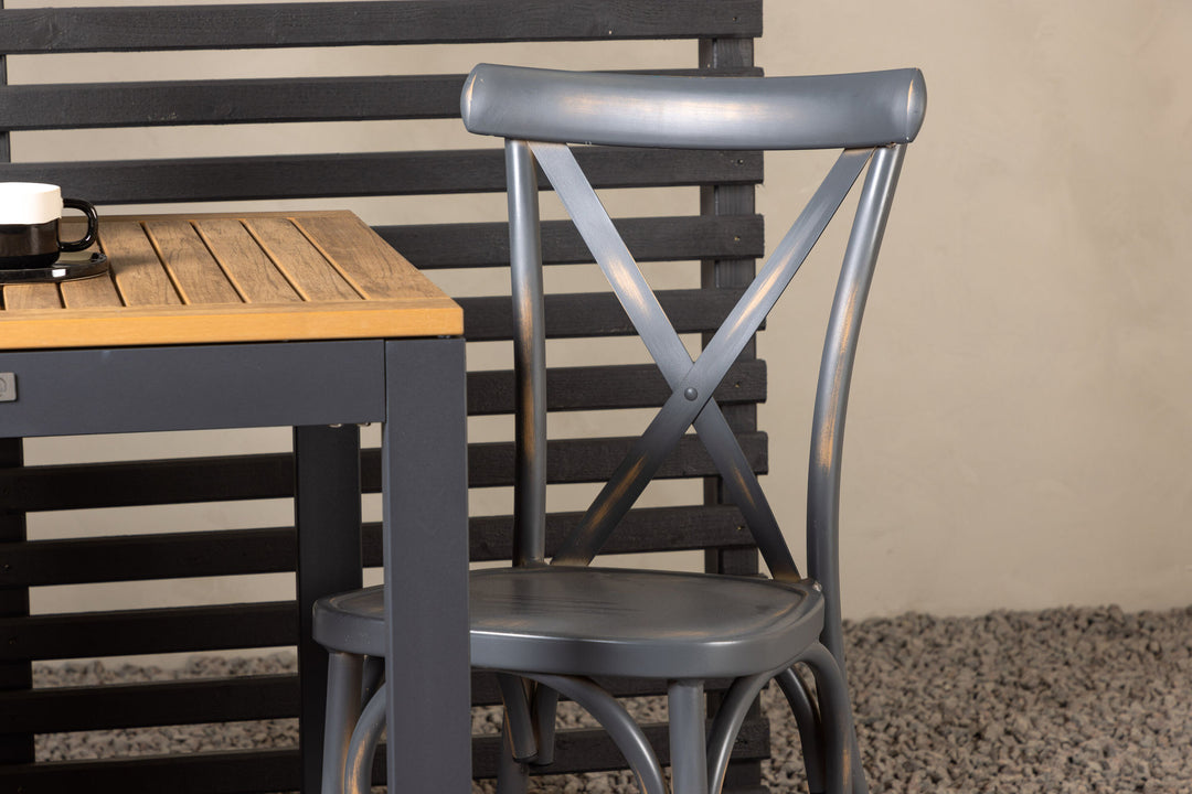 Venture Home Diego Cafetable Aluminium - Black / Brown Aintwood - Rectangular 70*70/130* +Tablas Diningchair Aluminium - Black / _2
