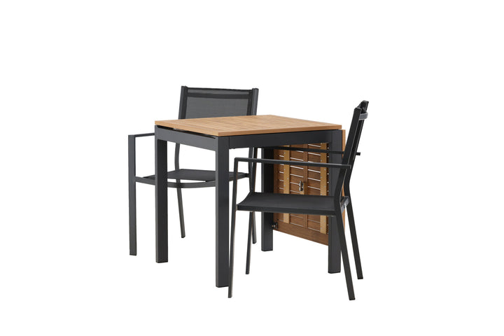 Venture Home Diego Cafetable Aluminium - Black / Brown Aintwood - Rectangular 70*70/130* +Copacabana Stacking Chair - Black/Black - Ersätter 4131-408 _2