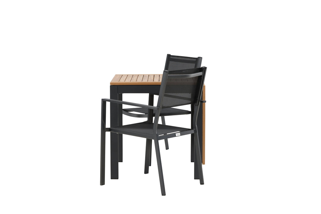 Venture Home Diego Cafetable Aluminium - Black / Brown Aintwood - Rectangular 70*70/130* +Copacabana Stacking Chair - Black/Black - Ersätter 4131-408 _2