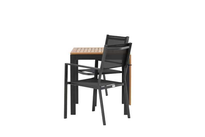 Venture Home Diego Cafetable Aluminium - Black / Brown Aintwood - Rectangular 70*70/130* +Copacabana Stacking Chair - Black/Black - Ersätter 4131-408 _2