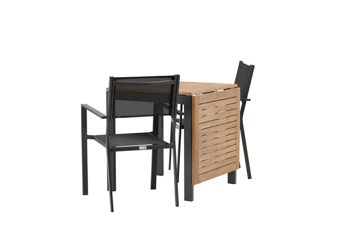 Venture Home Diego Cafetable Aluminium - Black / Brown Aintwood - Rectangular 70*70/130* +Copacabana Stacking Chair - Black/Black - Ersätter 4131-408 _2
