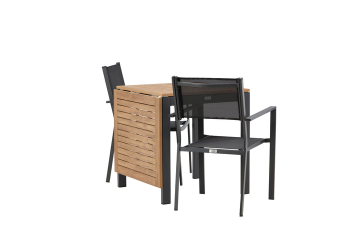 Venture Home Diego Cafetable Aluminium - Black / Brown Aintwood - Rectangular 70*70/130* +Copacabana Stacking Chair - Black/Black - Ersätter 4131-408 _2
