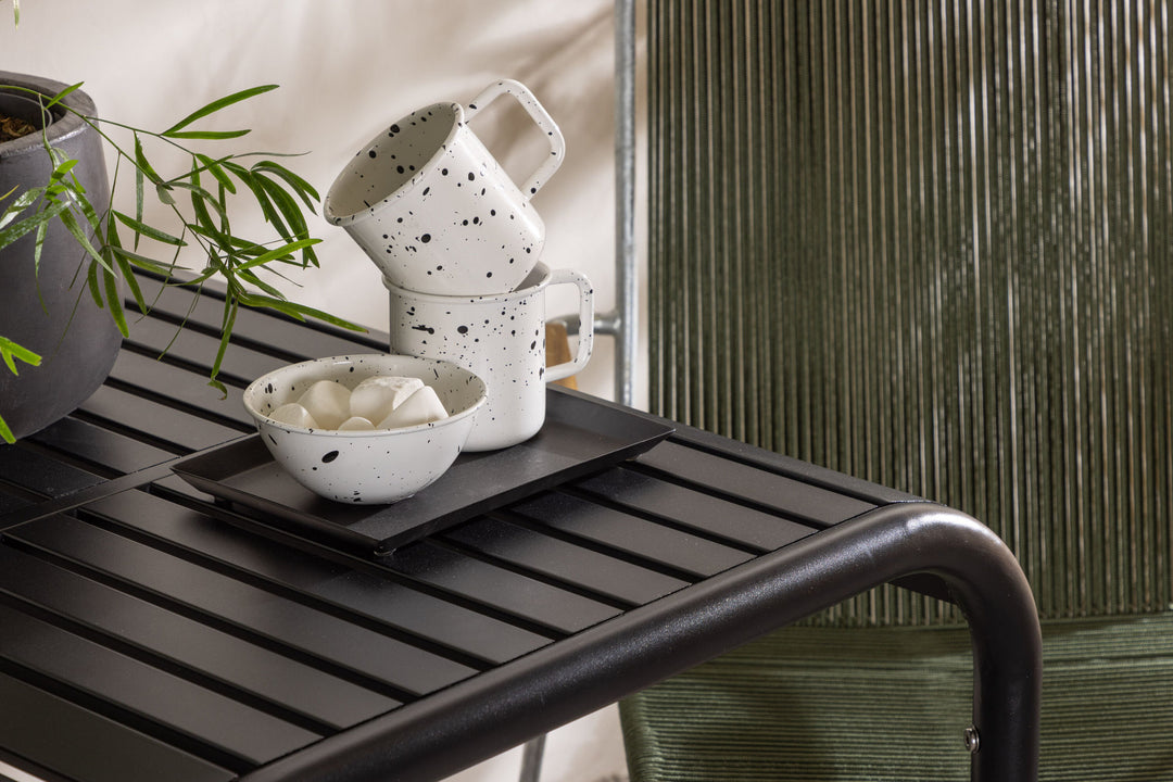 Venture Home Borneo Cafetable Aluminium - Black / Kvadrat 70*70* +Bois Diningchair Steel - Silver / Green Rope _2