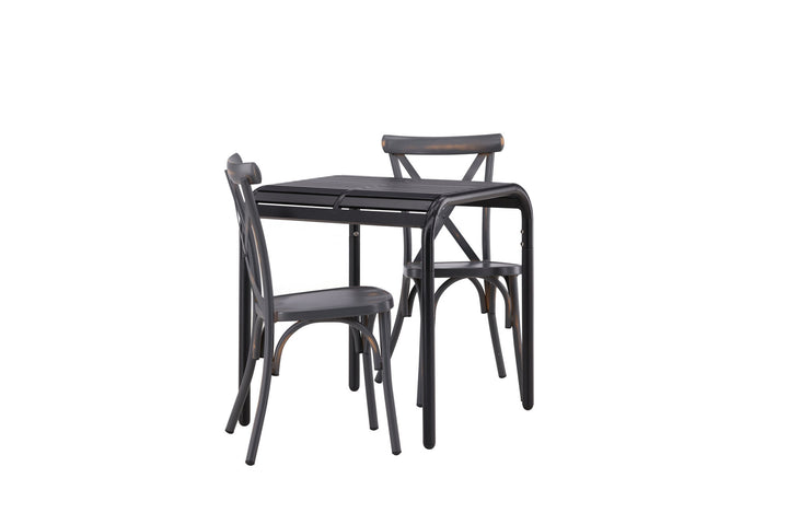 Venture Home Borneo Cafetable Aluminium - Black / Kvadrat 70*70* +Tablas Diningchair Aluminium - Black / _2