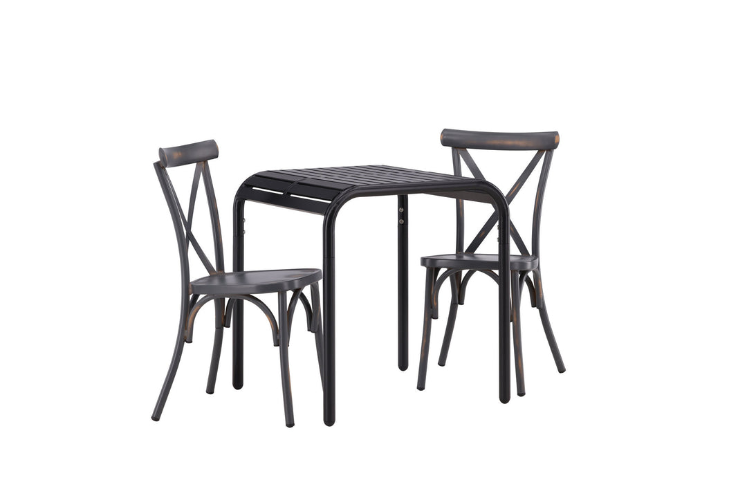 Venture Home Borneo Cafetable Aluminium - Black / Kvadrat 70*70* +Tablas Diningchair Aluminium - Black / _2