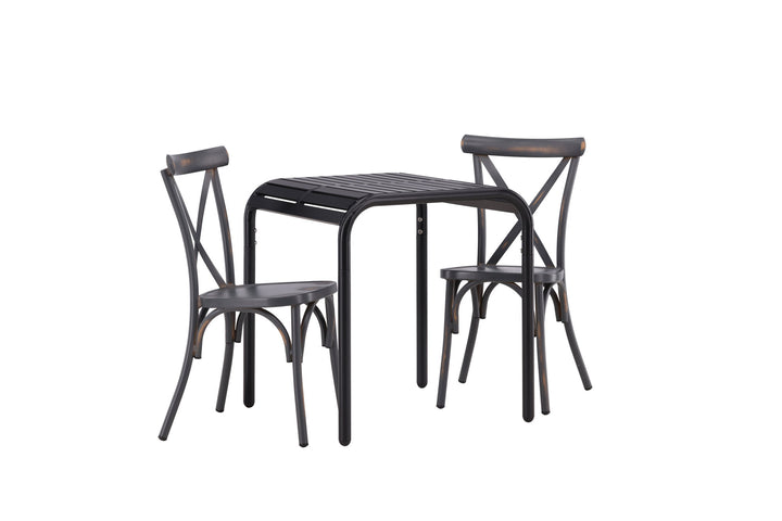 Venture Home Borneo Cafetable Aluminium - Black / Kvadrat 70*70* +Tablas Diningchair Aluminium - Black / _2
