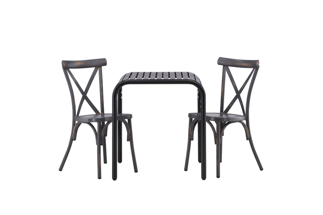 Venture Home Borneo Cafetable Aluminium - Black / Kvadrat 70*70* +Tablas Diningchair Aluminium - Black / _2