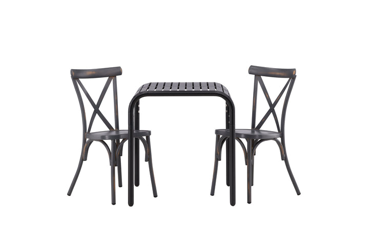 Venture Home Borneo Cafetable Aluminium - Black / Kvadrat 70*70* +Tablas Diningchair Aluminium - Black / _2