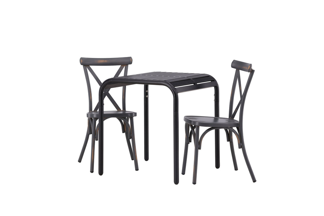Venture Home Borneo Cafetable Aluminium - Black / Kvadrat 70*70* +Tablas Diningchair Aluminium - Black / _2
