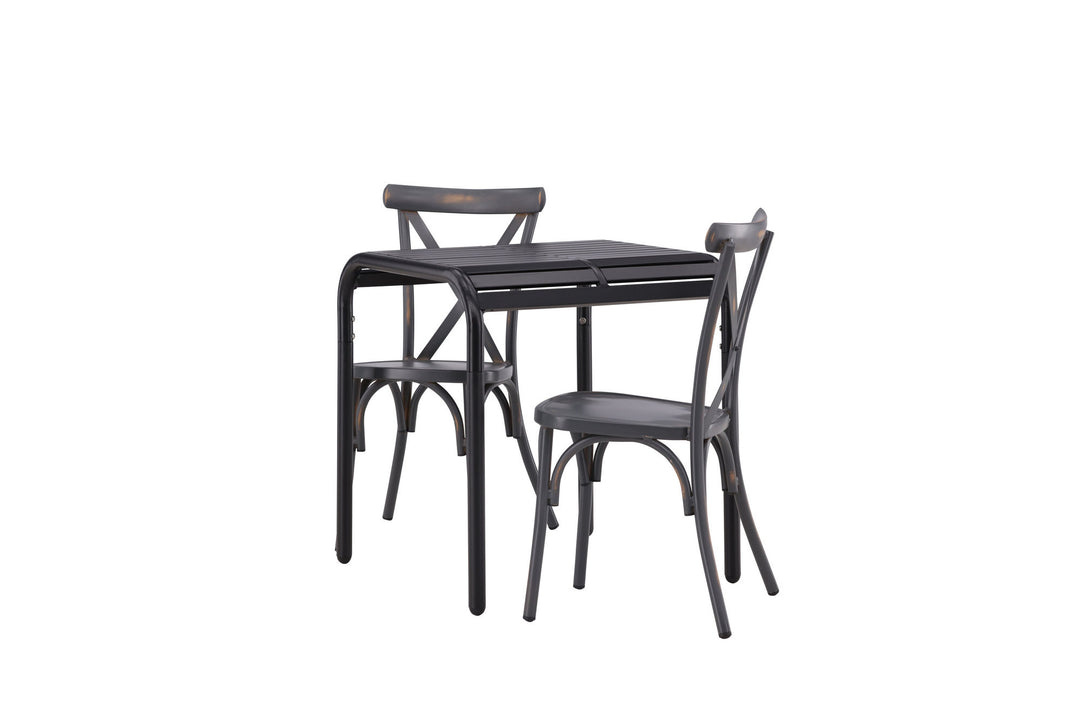 Venture Home Borneo Cafetable Aluminium - Black / Kvadrat 70*70* +Tablas Diningchair Aluminium - Black / _2