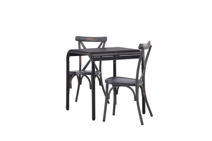 Venture Home Borneo Cafetable Aluminium - Black / Kvadrat 70*70* +Tablas Diningchair Aluminium - Black / _2
