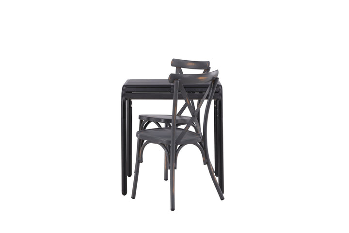 Venture Home Borneo Cafetable Aluminium - Black / Kvadrat 70*70* +Tablas Diningchair Aluminium - Black / _2
