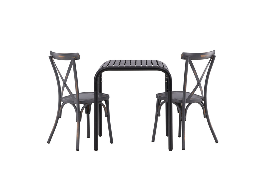 Venture Home Borneo Cafetable Aluminium - Black / Kvadrat 70*70* +Tablas Diningchair Aluminium - Black / _2