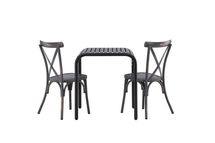 Venture Home Borneo Cafetable Aluminium - Black / Kvadrat 70*70* +Tablas Diningchair Aluminium - Black / _2