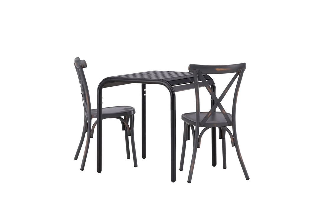Venture Home Borneo Cafetable Aluminium - Black / Kvadrat 70*70* +Tablas Diningchair Aluminium - Black / _2