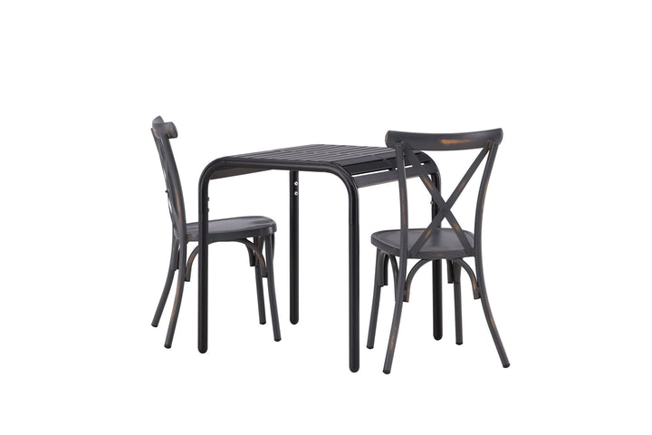 Venture Home Borneo Cafetable Aluminium - Black / Kvadrat 70*70* +Tablas Diningchair Aluminium - Black / _2