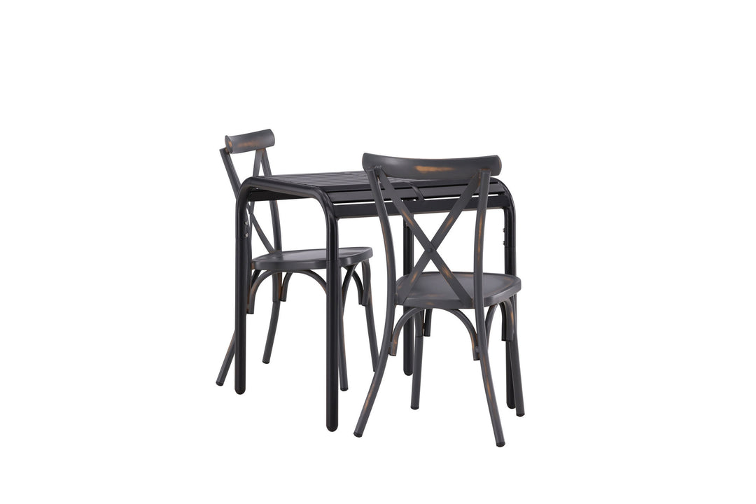 Venture Home Borneo Cafetable Aluminium - Black / Kvadrat 70*70* +Tablas Diningchair Aluminium - Black / _2