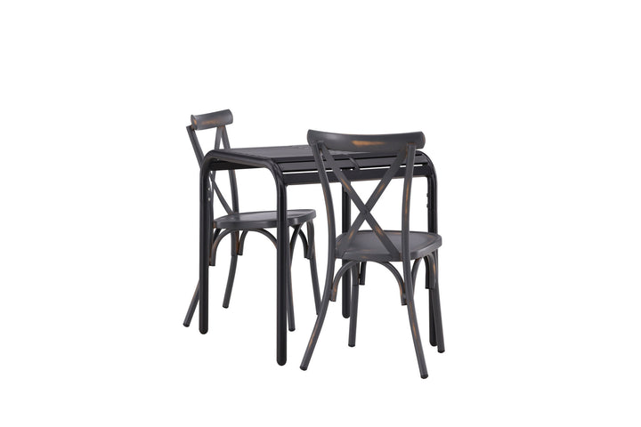 Venture Home Borneo Cafetable Aluminium - Black / Kvadrat 70*70* +Tablas Diningchair Aluminium - Black / _2