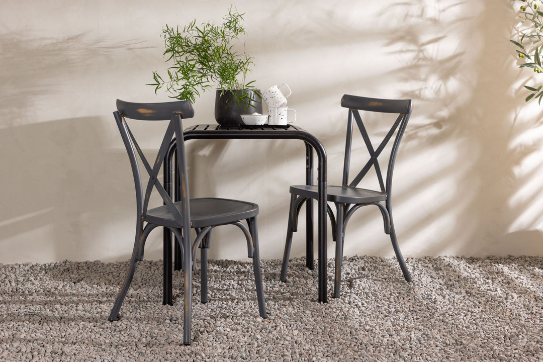 Venture Home Borneo Cafetable Aluminium - Black / Kvadrat 70*70* +Tablas Diningchair Aluminium - Black / _2