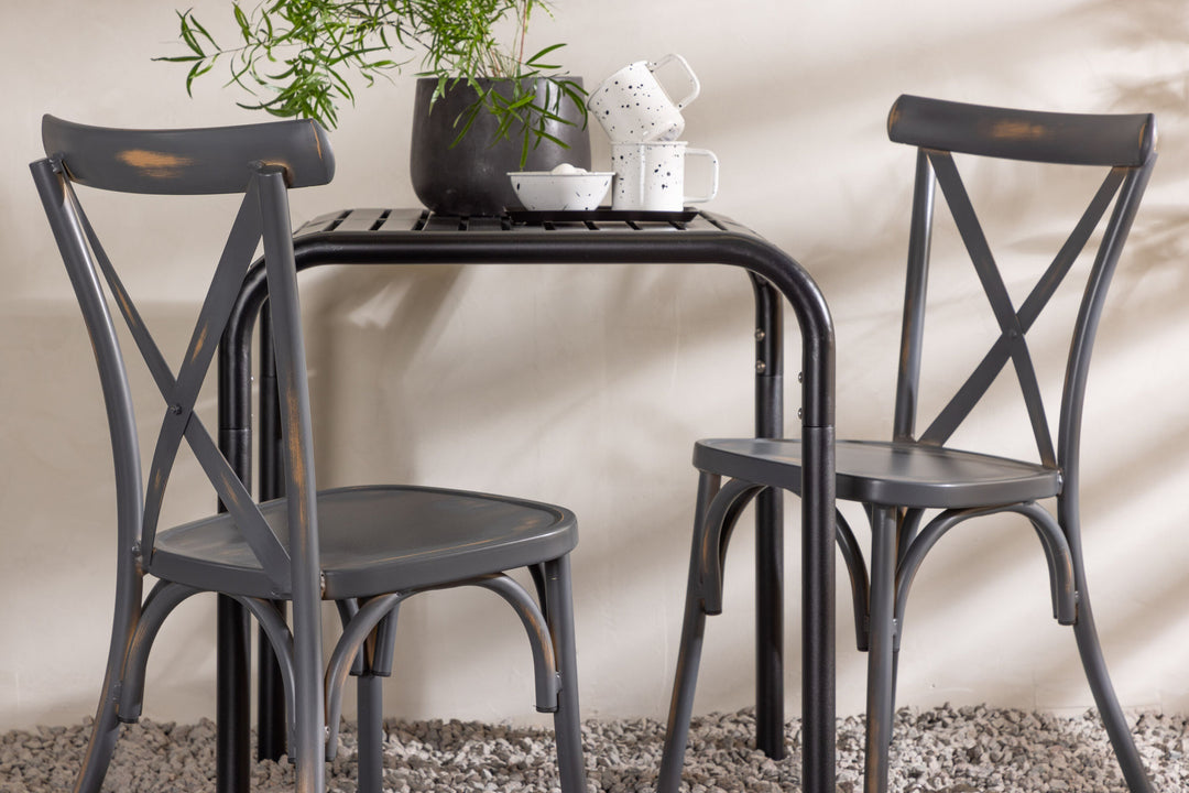 Venture Home Borneo Cafetable Aluminium - Black / Kvadrat 70*70* +Tablas Diningchair Aluminium - Black / _2
