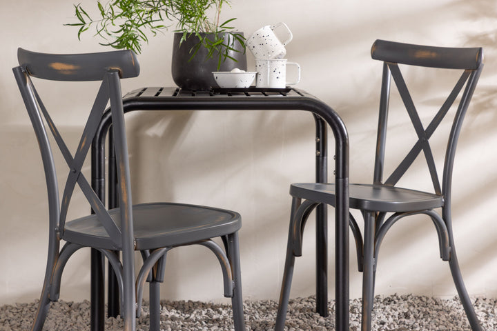Venture Home Borneo Cafetable Aluminium - Black / Kvadrat 70*70* +Tablas Diningchair Aluminium - Black / _2