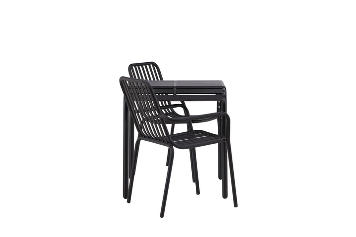 Venture Home Borneo Cafetable Aluminium - Black / Kvadrat 70*70* +Peking Diningchair Aluminium - Black / _2