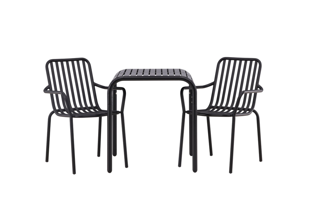 Venture Home Borneo Cafetable Aluminium - Black / Kvadrat 70*70* +Peking Diningchair Aluminium - Black / _2