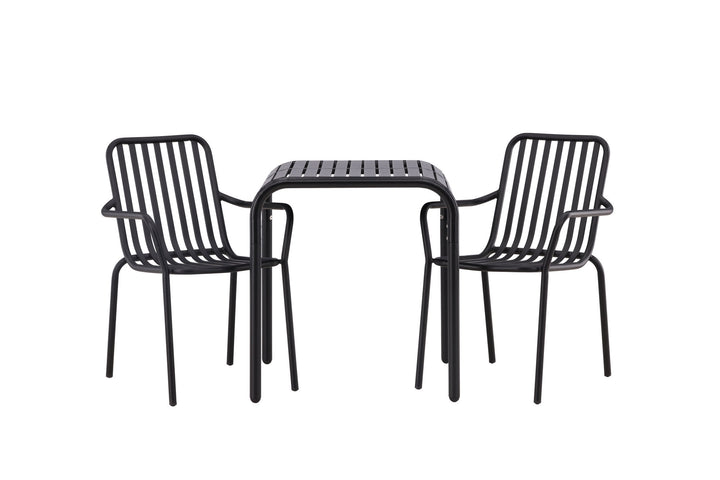 Venture Home Borneo Cafetable Aluminium - Black / Kvadrat 70*70* +Peking Diningchair Aluminium - Black / _2