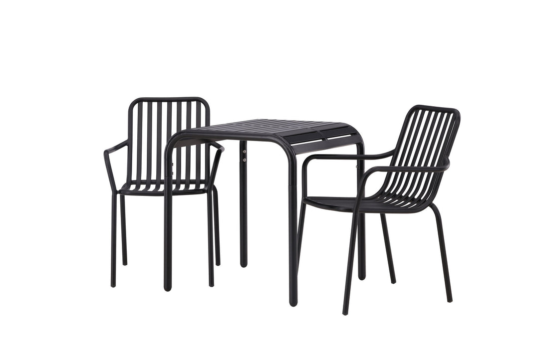Venture Home Borneo Cafetable Aluminium - Black / Kvadrat 70*70* +Peking Diningchair Aluminium - Black / _2