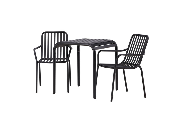 Venture Home Borneo Cafetable Aluminium - Black / Kvadrat 70*70* +Peking Diningchair Aluminium - Black / _2