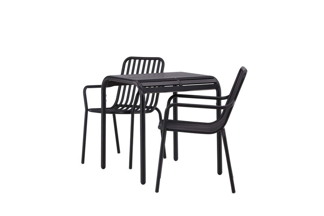 Venture Home Borneo Cafetable Aluminium - Black / Kvadrat 70*70* +Peking Diningchair Aluminium - Black / _2