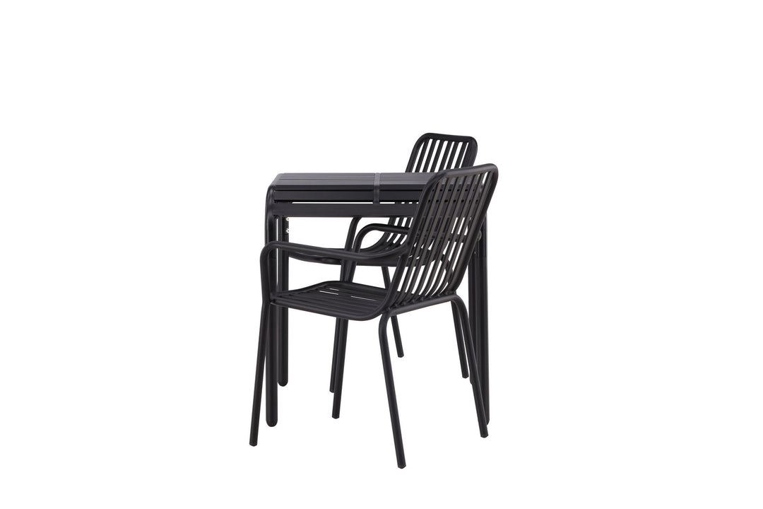 Venture Home Borneo Cafetable Aluminium - Black / Kvadrat 70*70* +Peking Diningchair Aluminium - Black / _2