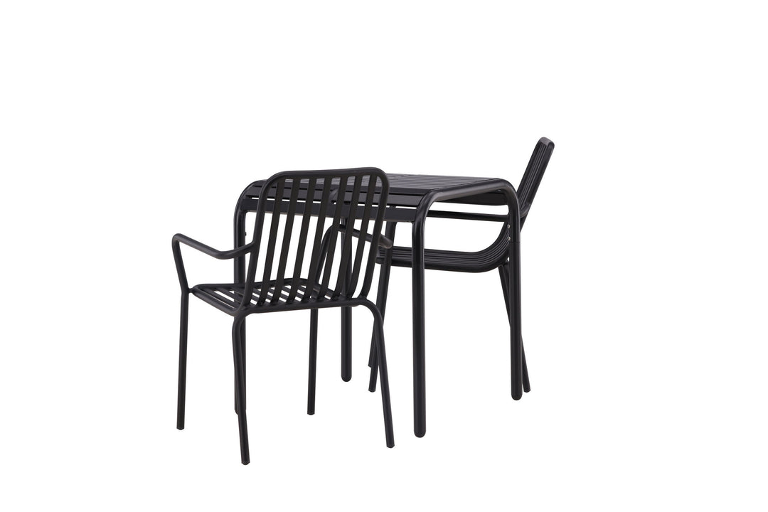 Venture Home Borneo Cafetable Aluminium - Black / Kvadrat 70*70* +Peking Diningchair Aluminium - Black / _2