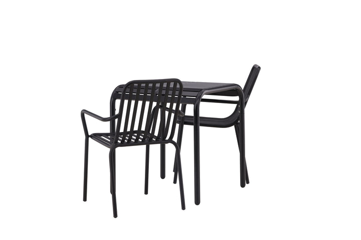 Venture Home Borneo Cafetable Aluminium - Black / Kvadrat 70*70* +Peking Diningchair Aluminium - Black / _2