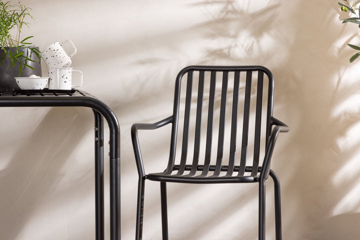 Venture Home Borneo Cafetable Aluminium - Black / Kvadrat 70*70* +Peking Diningchair Aluminium - Black / _2