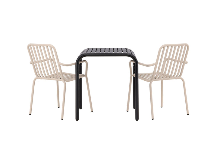 Venture Home Borneo Cafetable Aluminium - Black / Kvadrat 70*70* +Peking Diningchair Aluminium - Beige / _2