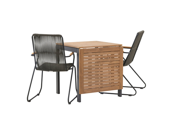 Venture Home Diego Cafetable Aluminium - Black / Brown Aintwood - Rectangular 70*70/130* +Bois Diningchair Steel - Black / Dark Grey Rope _2