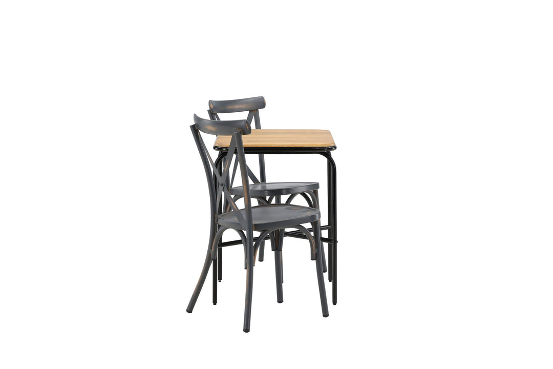 Venture Home Holmbeck Cafetable Steel - Black / Rectangular 55*70*74 +Tablas Diningchair Aluminium - Black / _2