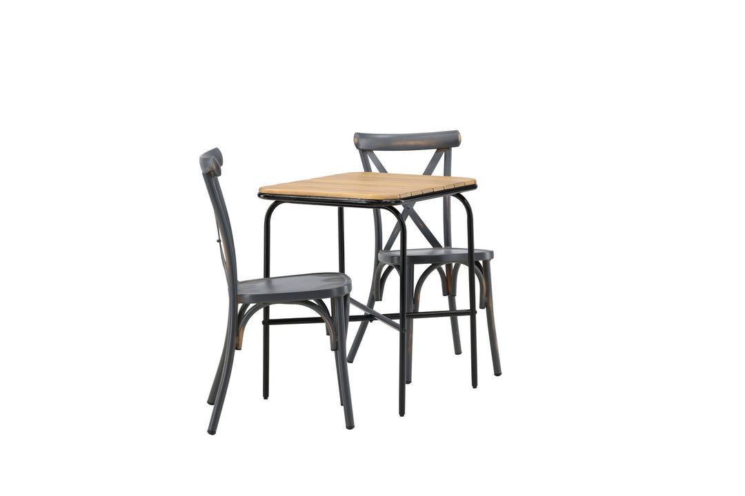 Venture Home Holmbeck Cafetable Steel - Black / Rectangular 55*70*74 +Tablas Diningchair Aluminium - Black / _2