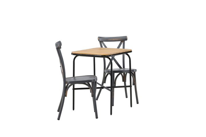 Venture Home Holmbeck Cafetable Steel - Black / Rectangular 55*70*74 +Tablas Diningchair Aluminium - Black / _2