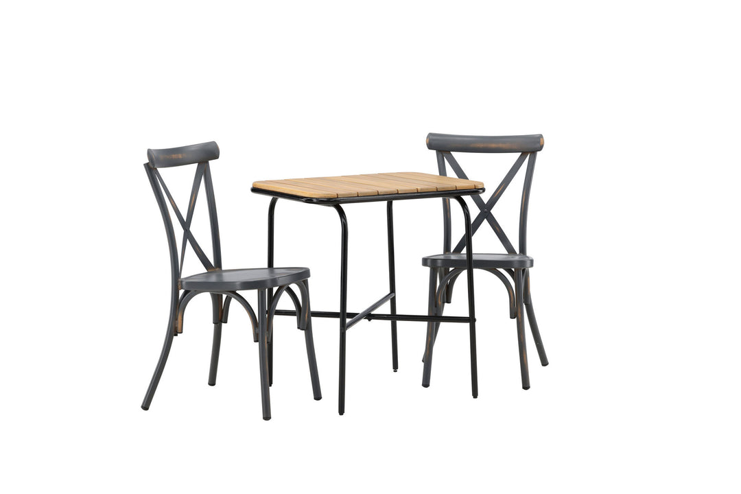 Venture Home Holmbeck Cafetable Steel - Black / Rectangular 55*70*74 +Tablas Diningchair Aluminium - Black / _2
