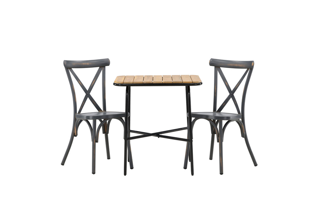 Venture Home Holmbeck Cafetable Steel - Black / Rectangular 55*70*74 +Tablas Diningchair Aluminium - Black / _2