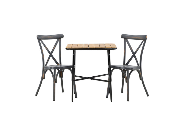 Venture Home Holmbeck Cafetable Steel - Black / Rectangular 55*70*74 +Tablas Diningchair Aluminium - Black / _2