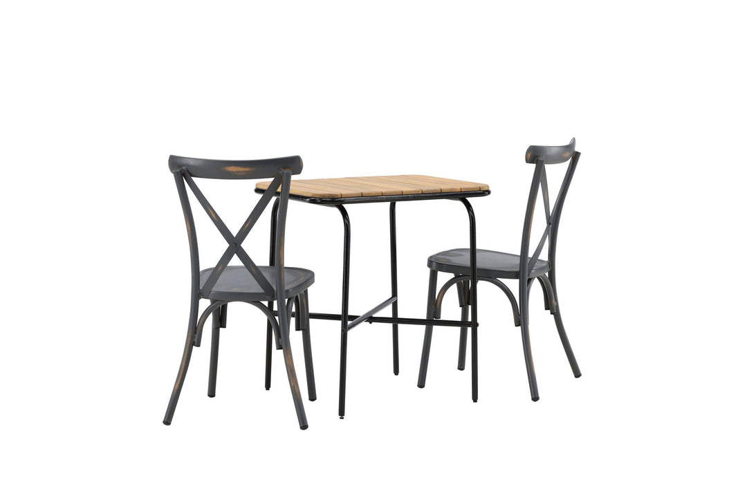 Venture Home Holmbeck Cafetable Steel - Black / Rectangular 55*70*74 +Tablas Diningchair Aluminium - Black / _2