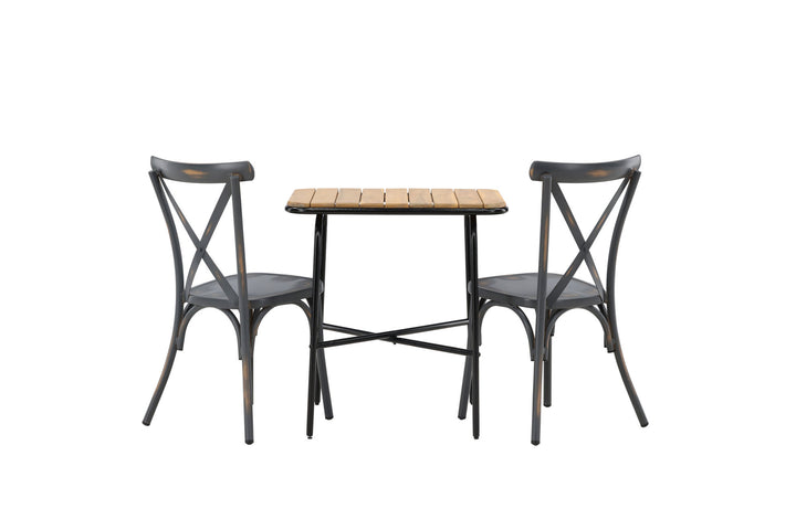Venture Home Holmbeck Cafetable Steel - Black / Rectangular 55*70*74 +Tablas Diningchair Aluminium - Black / _2
