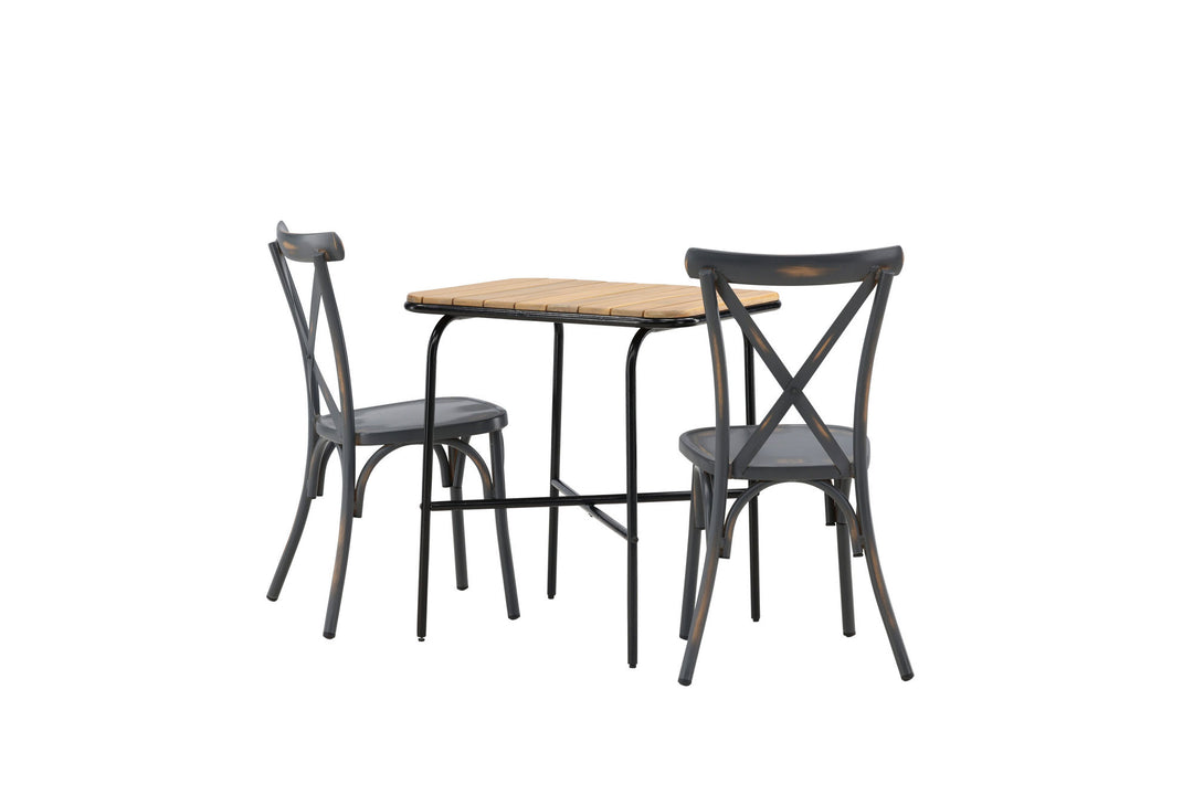 Venture Home Holmbeck Cafetable Steel - Black / Rectangular 55*70*74 +Tablas Diningchair Aluminium - Black / _2