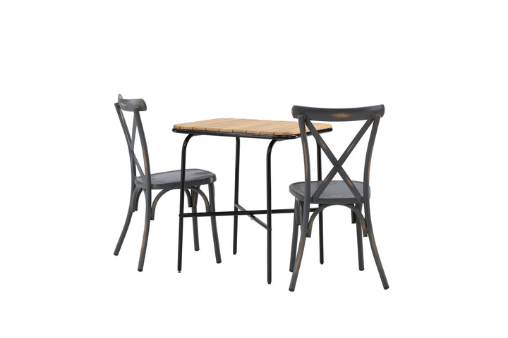 Venture Home Holmbeck Cafetable Steel - Black / Rectangular 55*70*74 +Tablas Diningchair Aluminium - Black / _2