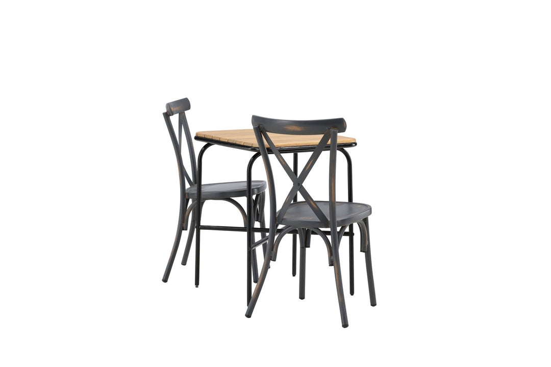 Venture Home Holmbeck Cafetable Steel - Black / Rectangular 55*70*74 +Tablas Diningchair Aluminium - Black / _2