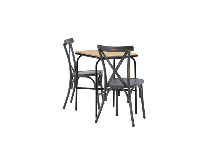 Venture Home Holmbeck Cafetable Steel - Black / Rectangular 55*70*74 +Tablas Diningchair Aluminium - Black / _2